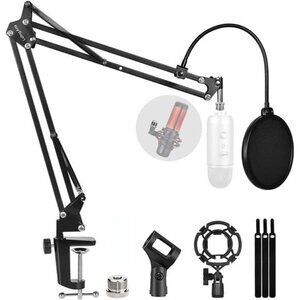 Microphone Stand for Blue Yeti,Quadcast BoomArm Scissor MicStand with Windscreen